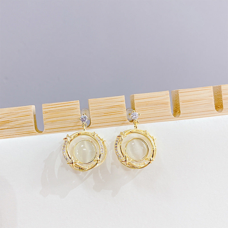 S925 Silver Needle Opal Stud Earrings French Design-Jewearrings