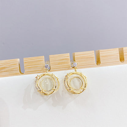 S925 Silver Needle Opal Stud Earrings French Design-Jewearrings