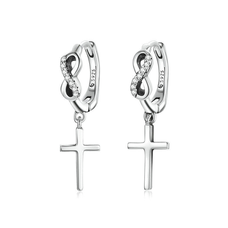 Creative Cross S925 Silver Earrings European And American Fashion-Jewearrings