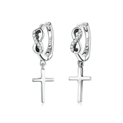 Creative Cross S925 Silver Earrings European And American Fashion-Jewearrings