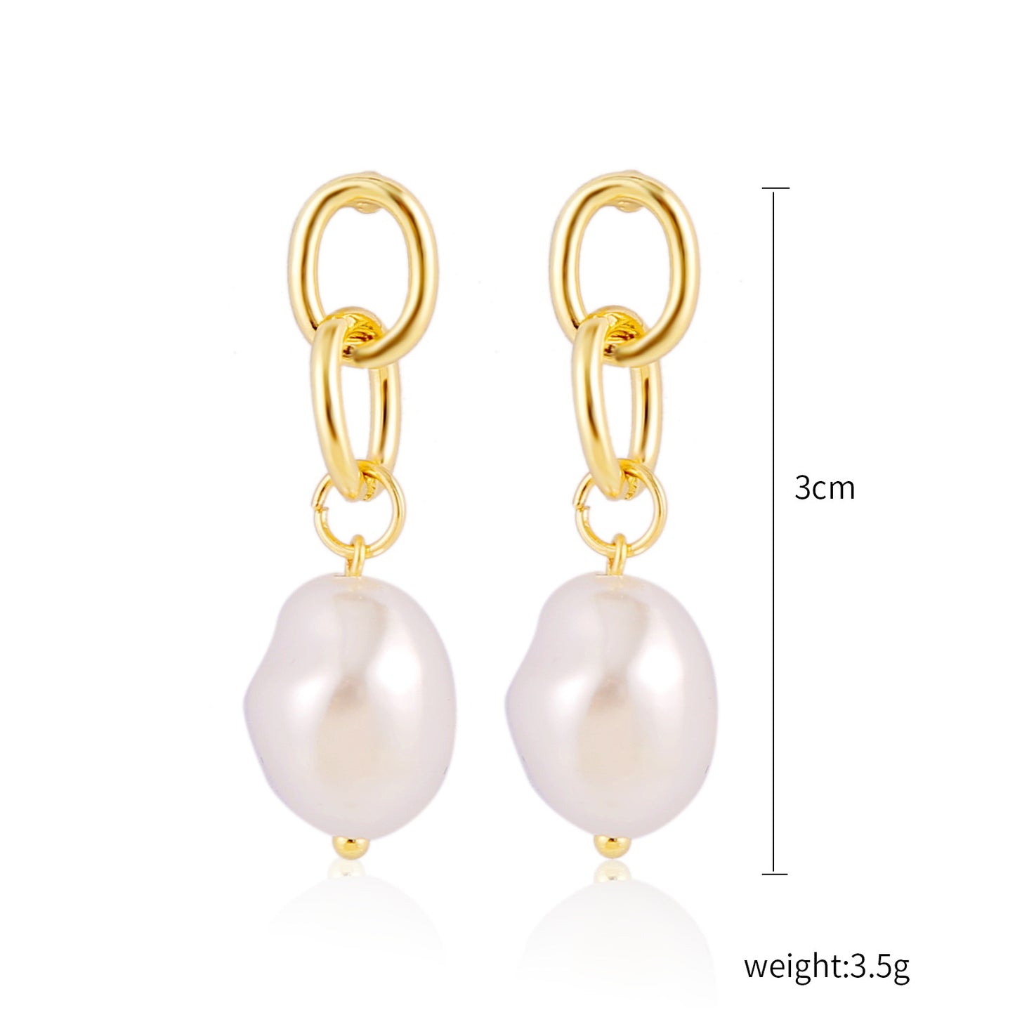 Simple Retro Metal Chain Pearl Earrings-Jewearrings