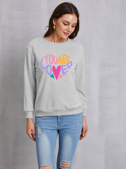 YOU ARE LOVED Dropped Shoulder Sweatshirt-Jewearrings