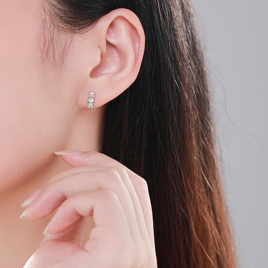 S925 Sterling Silver Geometric Earrings Female Small Fashion-Jewearrings