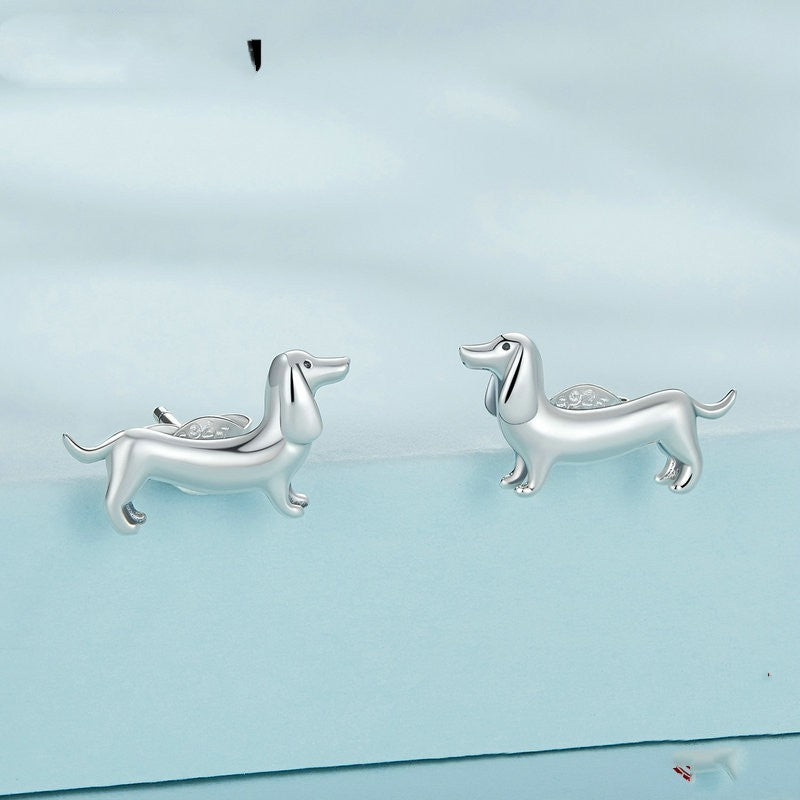 S925 Sterling Silver Dachshund Earrings-Jewearrings