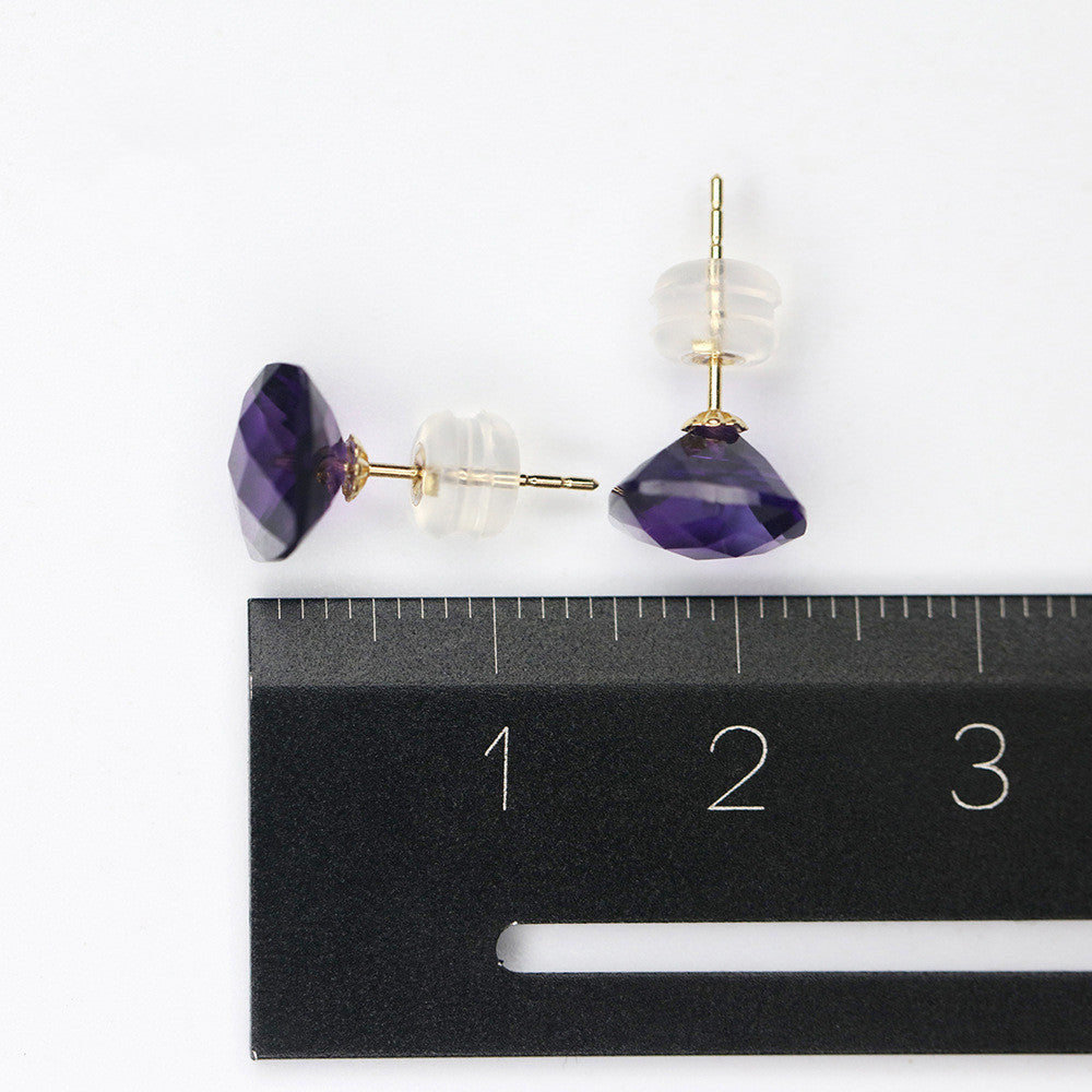 Pair Of Gold Square Crystal Stud Earrings-Jewearrings