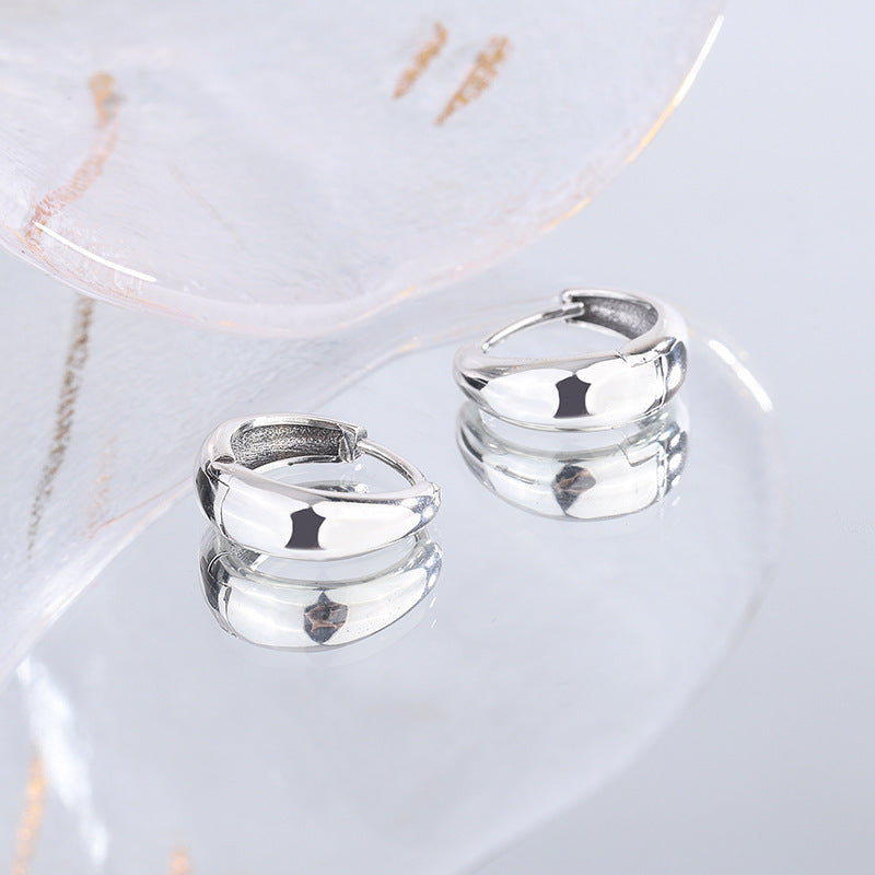 Luxurious Simple Plain Ring 925 Sterling Silver Earrings Female Water Drop Earrings-Jewearrings