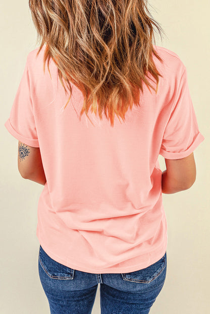 SHINE BRIGHT Round Neck Short Sleeve T-Shirt-Jewearrings