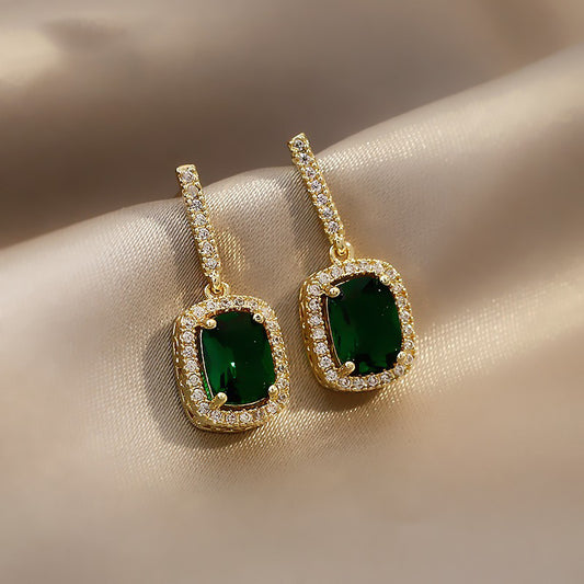 Small Emerald Simple Retro Earrings-Jewearrings