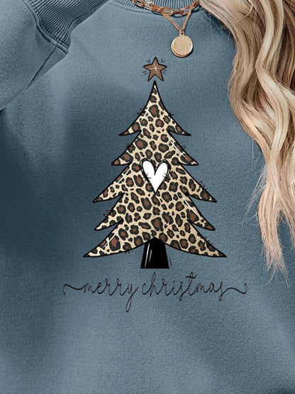 Christmas Tree Graphic Long Sleeve Sweatshirt-Jewearrings