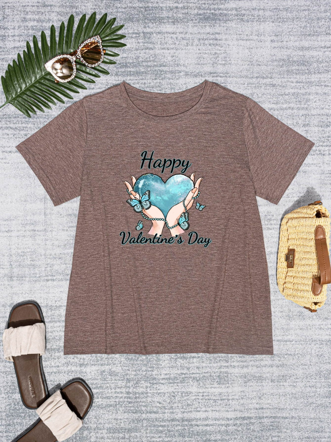 HAPPY VALENTINE'S DAY Round Neck Short Sleeve T-Shirt-Jewearrings