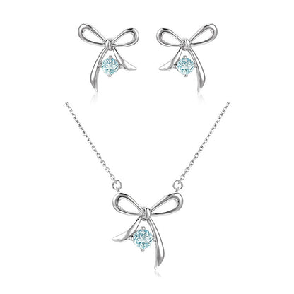 Women's Bow Necklace Stud Earrings Set-Jewearrings