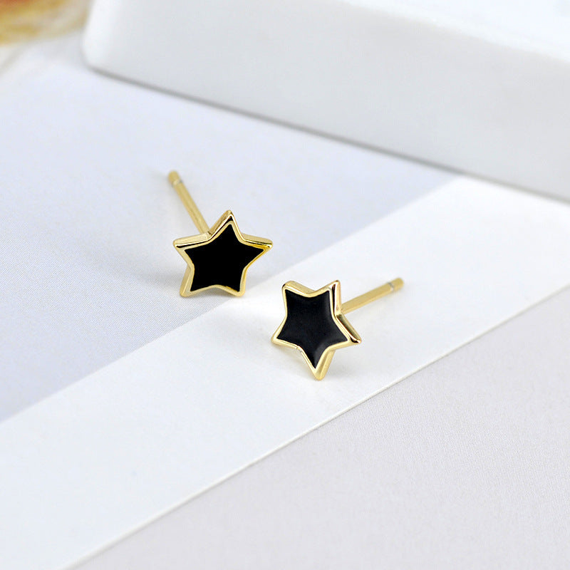 Sterling Silver Needle Multicolor Epoxy Star Stud Earrings Ins Simple And Compact-Jewearrings