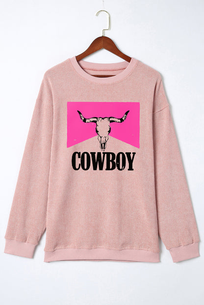 COWBOY Graphic Round Neck Sweatshirt-Jewearrings