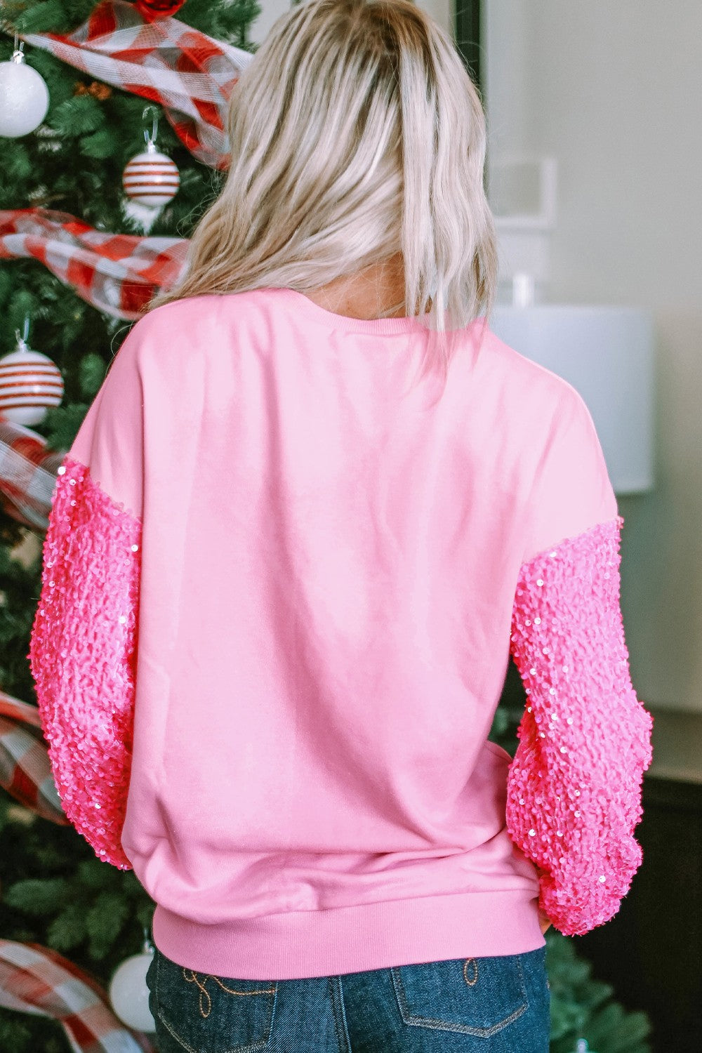 LOVE Heart Sequin Dropped Shoulder Sweatshirt-Jewearrings