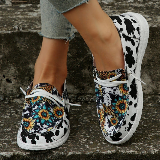 Sunflower Pattern Flat Loafers-Jewearrings