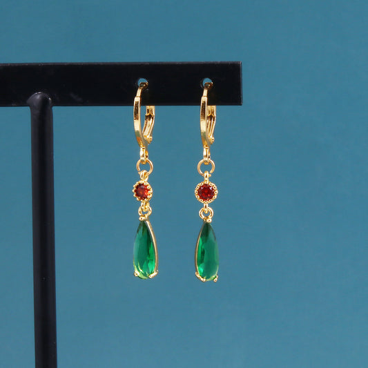 Brass Emerald Earrings Same Drop-Jewearrings