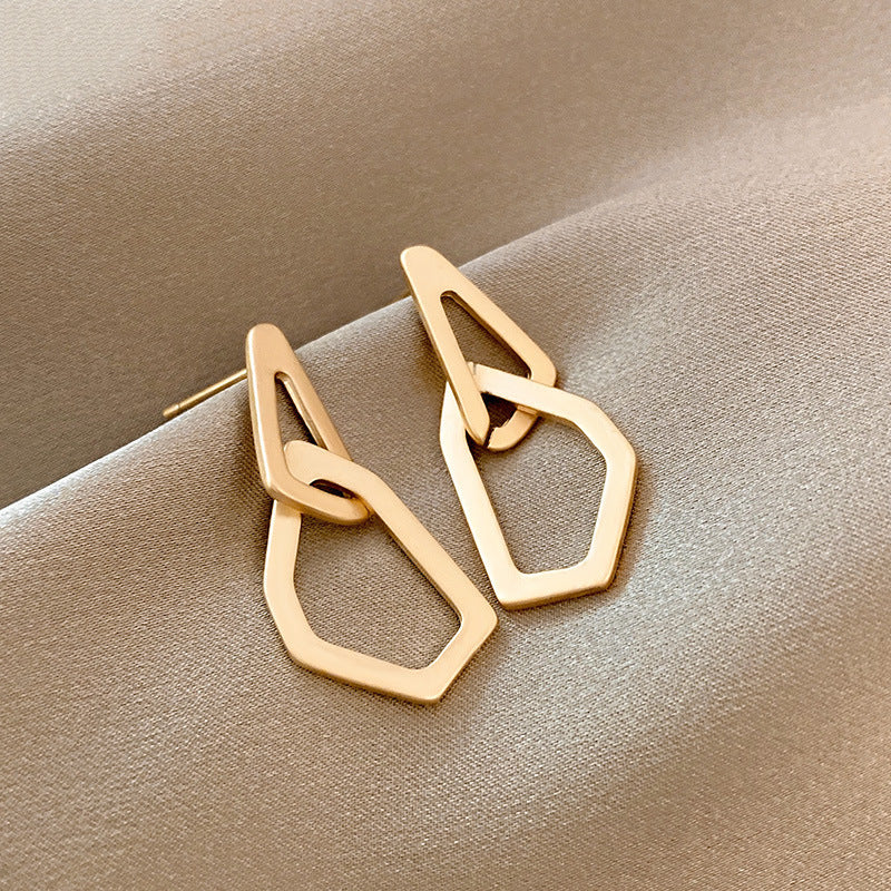 Women's Retro Simple Matte Gold Metal Earrings-Jewearrings