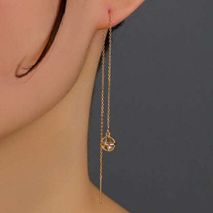 Gold Cutout Round Copper Tassel Pendant Earrings-Jewearrings