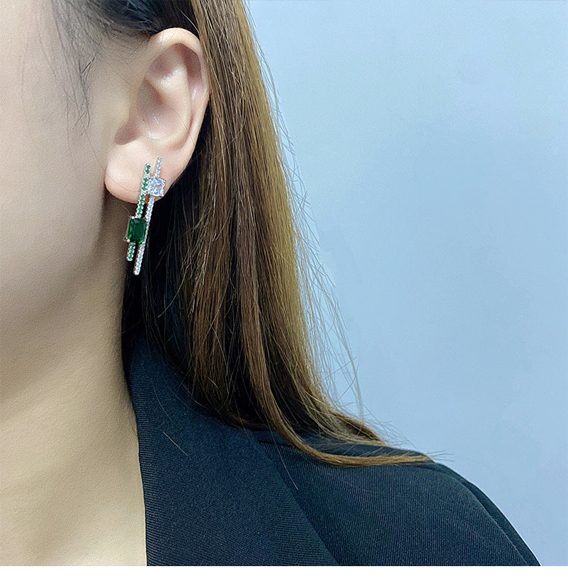 S925 Sterling Silver Stud Earrings Emerald-Jewearrings