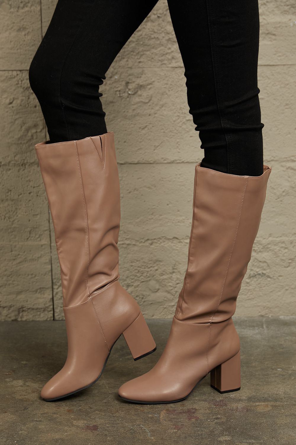 East Lion Corp Block Heel Knee High Boots-Jewearrings