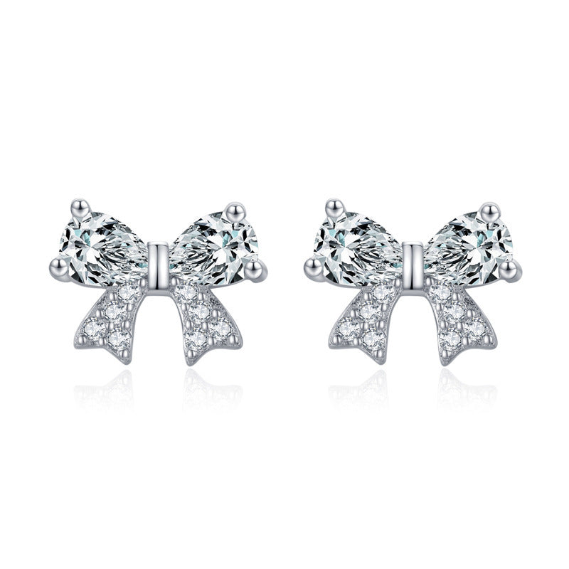 S925 Sterling Silver Bow Stud Earrings-Jewearrings