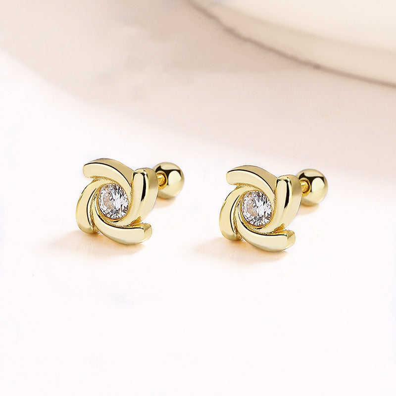 925 Sterling Silver Rotating Windmill Thread Stud Earrings For Women-Jewearrings