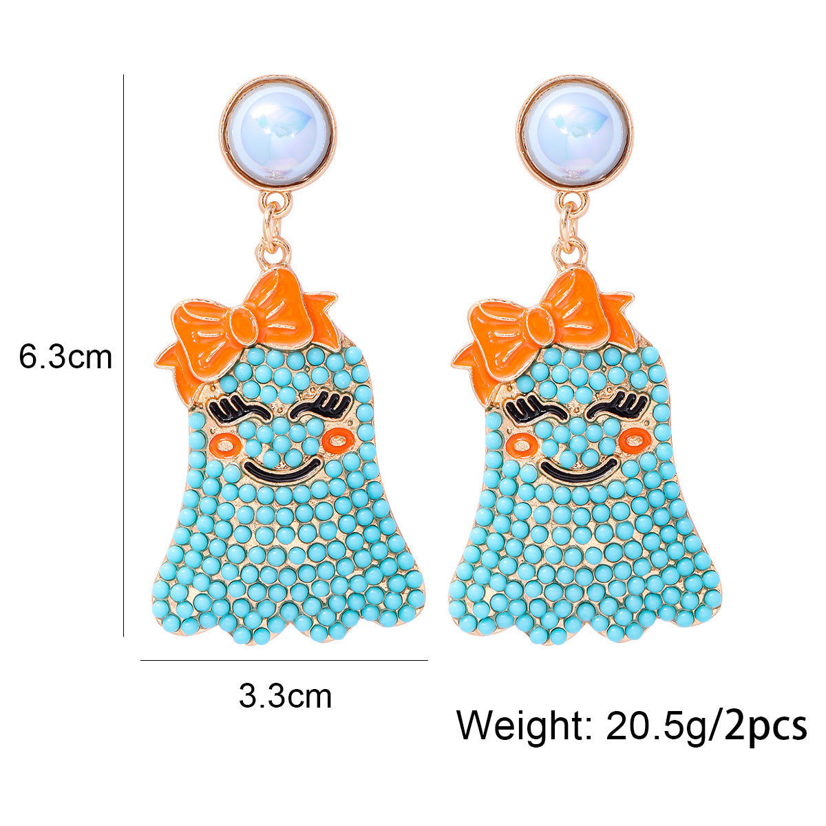 Little Ghost Pearl Personalized Earrings Halloween Ghost Festival-Jewearrings