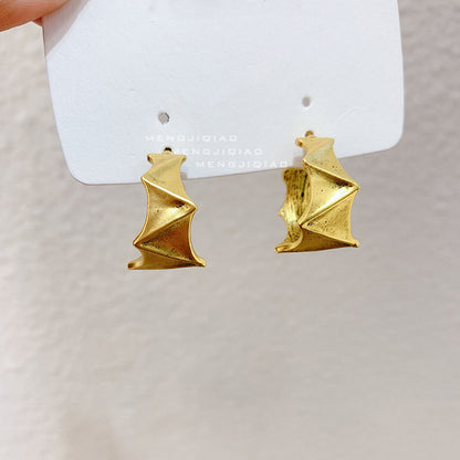 Korean Metal Bow Stud Earrings Simple-Jewearrings