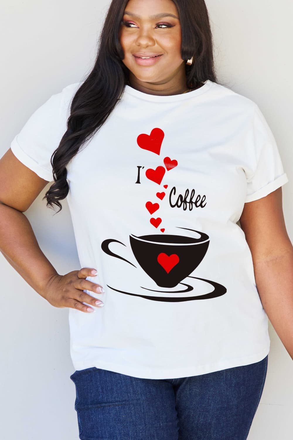 Simply Love Full Size I LOVE COFFEE Graphic Cotton Tee-Jewearrings