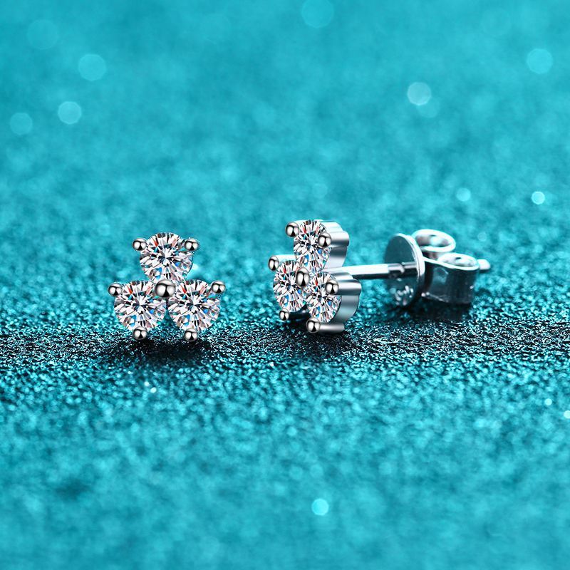 Sterling Silver Earrings Female Simple Models Clover-Jewearrings