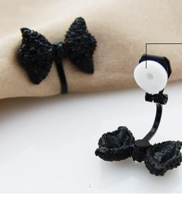 Women's Black Bow Stud Earrings-Jewearrings