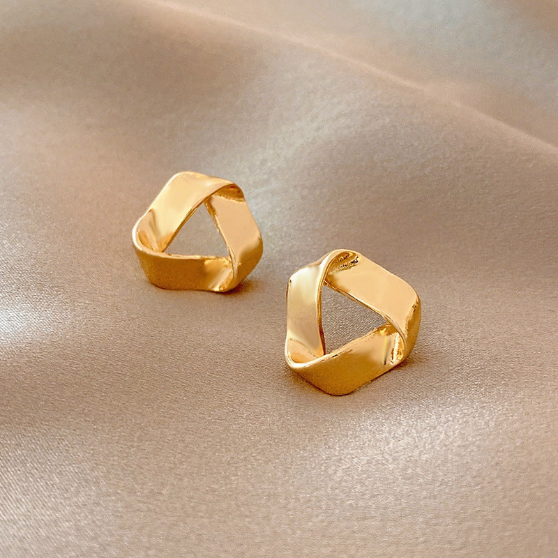 Women's Retro Simple Matte Gold Metal Earrings-Jewearrings