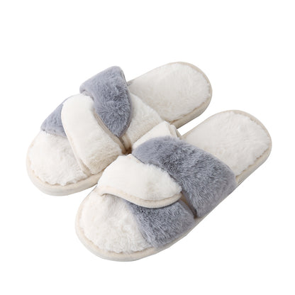 Faux Fur Twisted Strap Slippers-Jewearrings