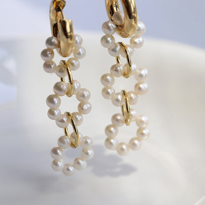 Vintage Pearl Circle Buckle Earrings-Jewearrings