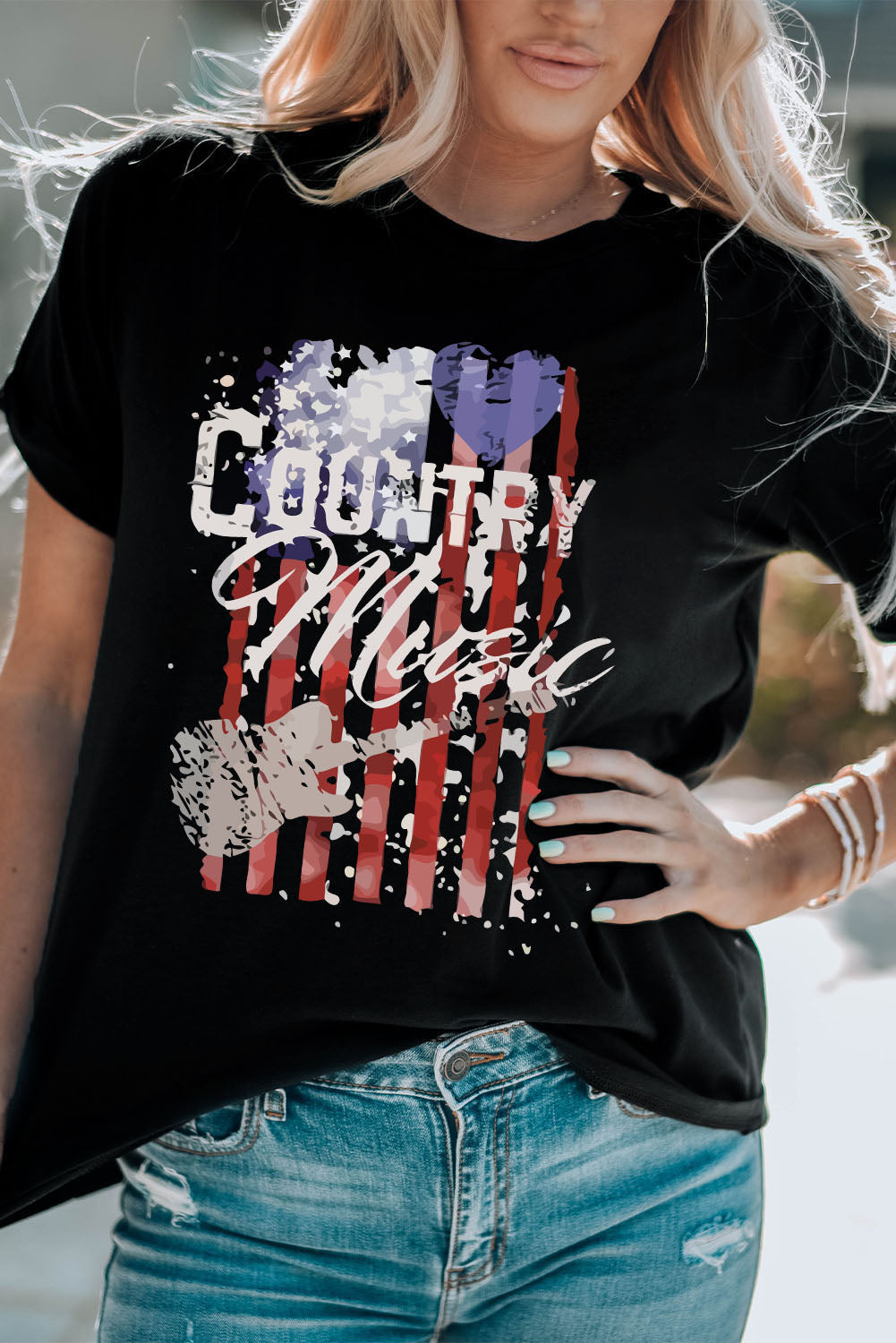 COUNTRY MUSIC Graphic Tee Shirt-Jewearrings