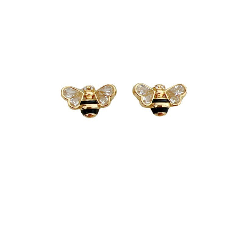 Delicate 3D Design Zircon Inlaid Drop Glaze Stud Earrings-Jewearrings