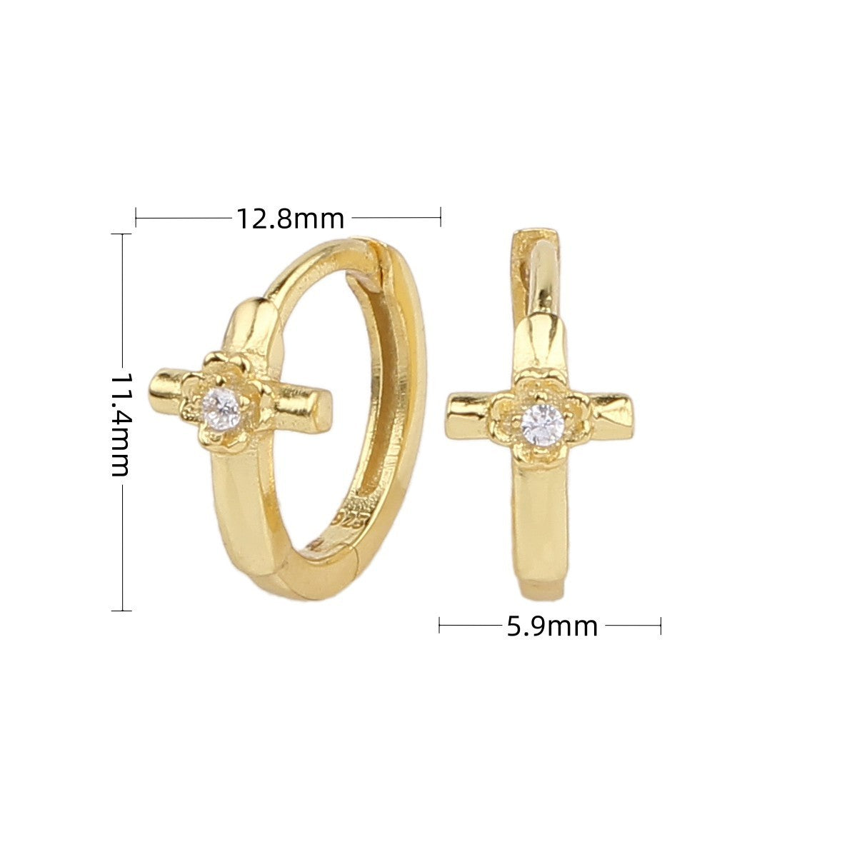 S925 Sterling Silver Fashion Trendy Cross Ear Clip All-matching Graceful Ins Style Earrings-Jewearrings