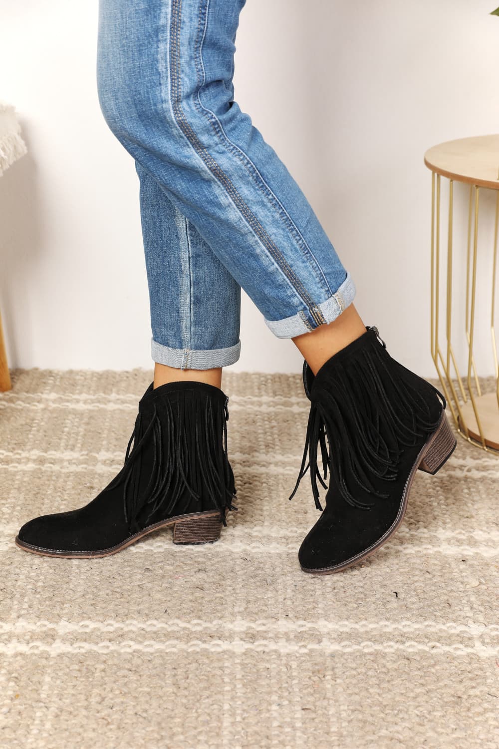 Legend Women's Fringe Cowboy Western Ankle Boots-Jewearrings