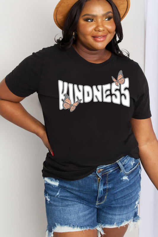 Simply Love Full Size KINDNESS Butterfly Graphic Cotton Tee-Jewearrings