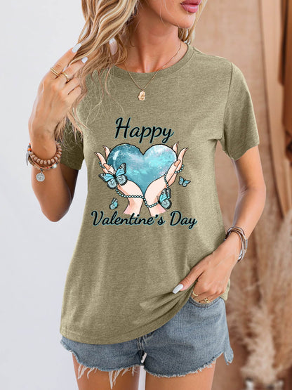 HAPPY VALENTINE'S DAY Round Neck Short Sleeve T-Shirt-Jewearrings