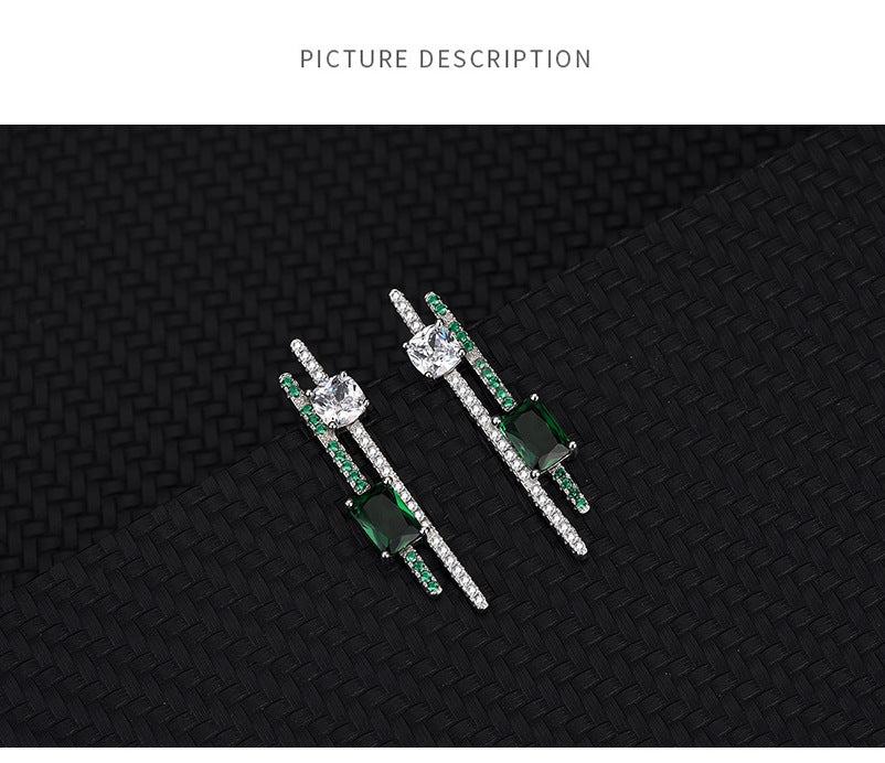 S925 Sterling Silver Stud Earrings Emerald-Jewearrings