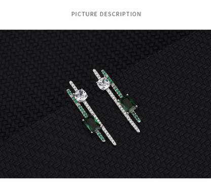 S925 Sterling Silver Stud Earrings Emerald-Jewearrings