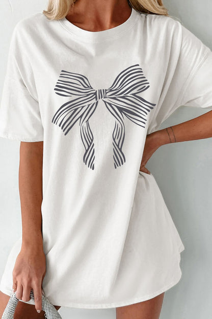 Bow Graphic Round Neck Short Sleeve T-Shirt-Jewearrings