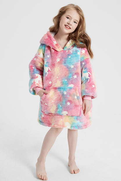 Luminous Pattern Oversize Long Sleeve Fuzzy Hoodie-Jewearrings