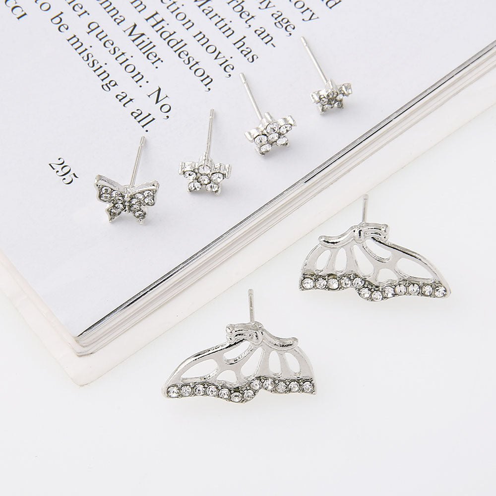 Silver Girl Heart Super Fairy Butterfly Star Sky Butterfly Earrings-Jewearrings