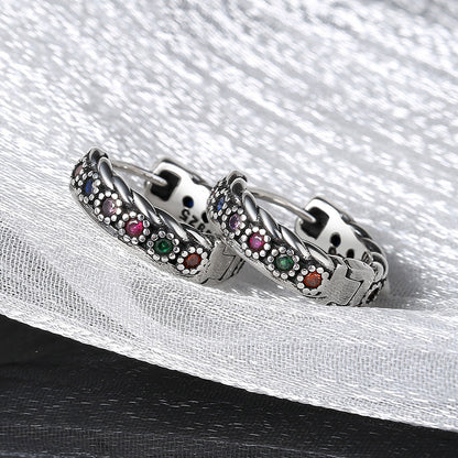 S925 Sterling Silver Color Zirconium Woven Earrings-Jewearrings