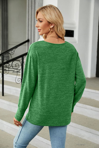 V-Neck Long Sleeve T-Shirt-Jewearrings