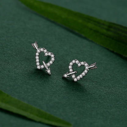 S925 Sterling Silver Love Cupid's Arrow Stud Earrings-Jewearrings