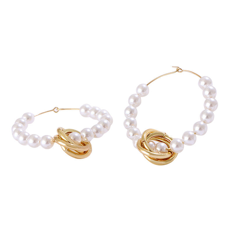 Ladies Harajuku Style Circle Pearl Earrings-Jewearrings