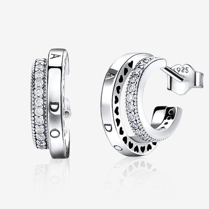 Frosty Wind Zircon Double Ring Female Stud Earrings-Jewearrings